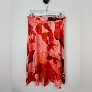SHEIN Red and Pink Floral Skirt